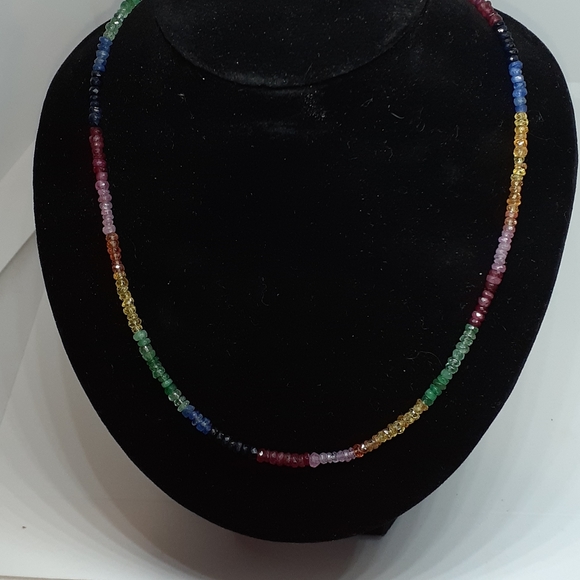 Sapphire necklace 925 sterling silver 52 carats - Picture 4 of 8